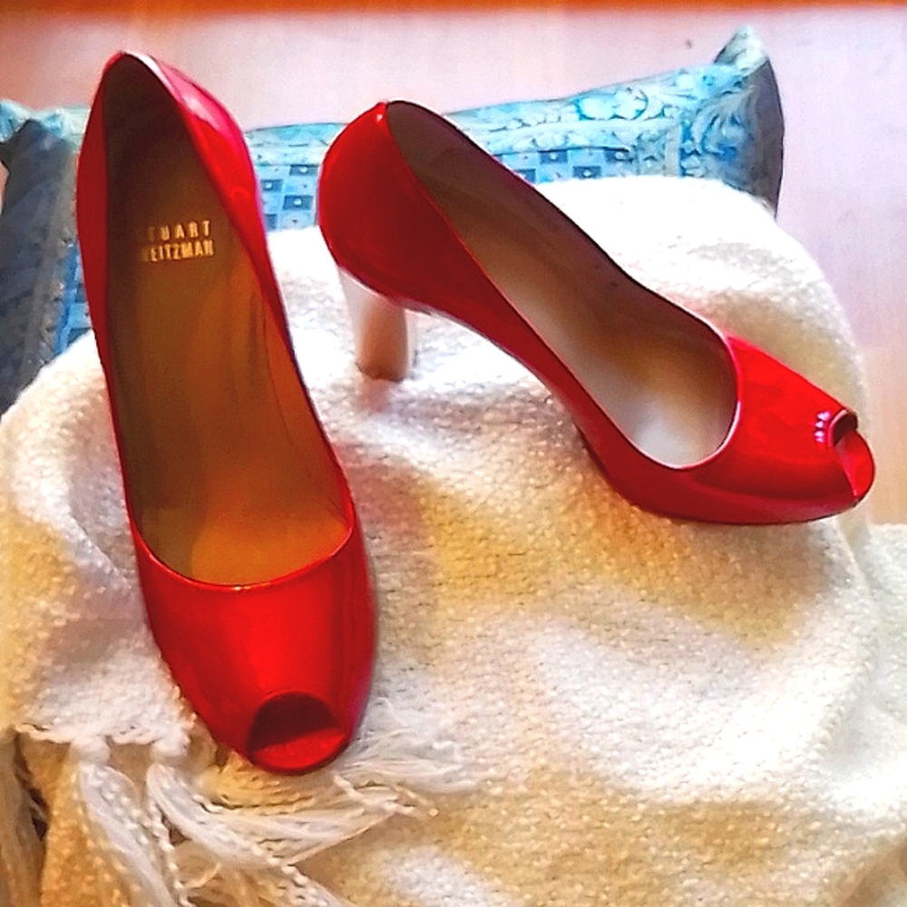 Stuart Weitzman Cherry Red Patent Leather Heels Size 7